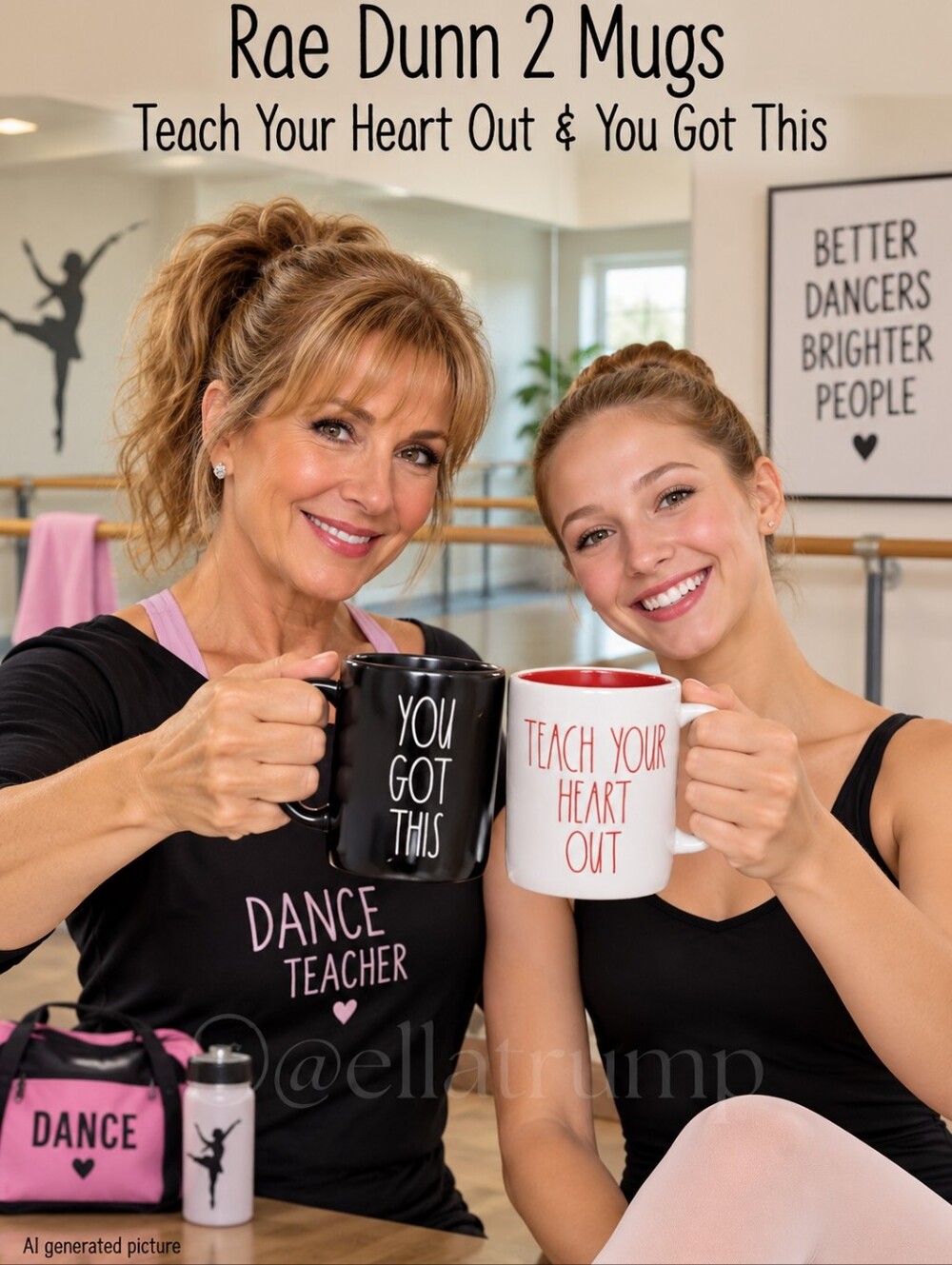 Rae Dunn 2 Mugs Teach Your Heart Out & You Got This